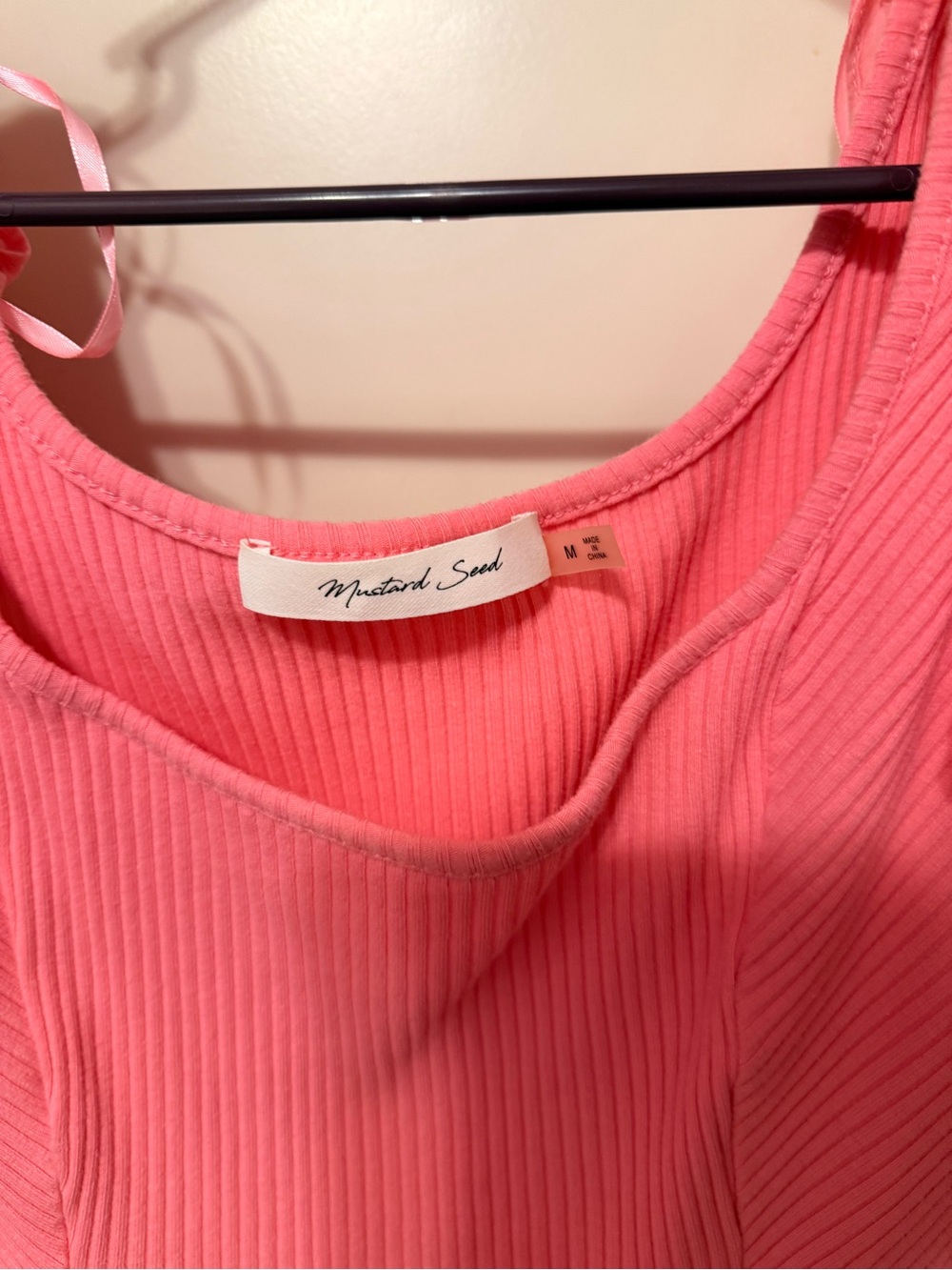 Mustard Seed Pink Ruffled Ribbed Crop Top - Picture 2 of 3